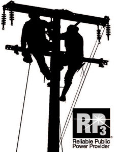 two men fixing power pole lines